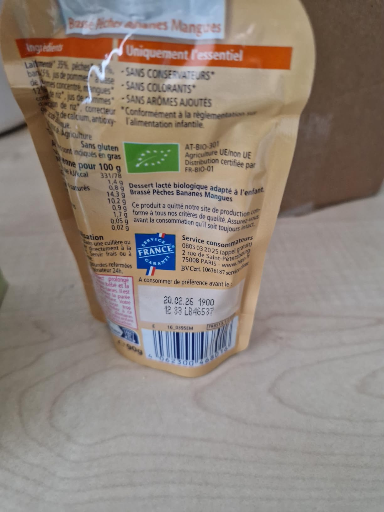 HiPP Délices de Lait Brassés Gourde Bébé 8x90g 2 parfums