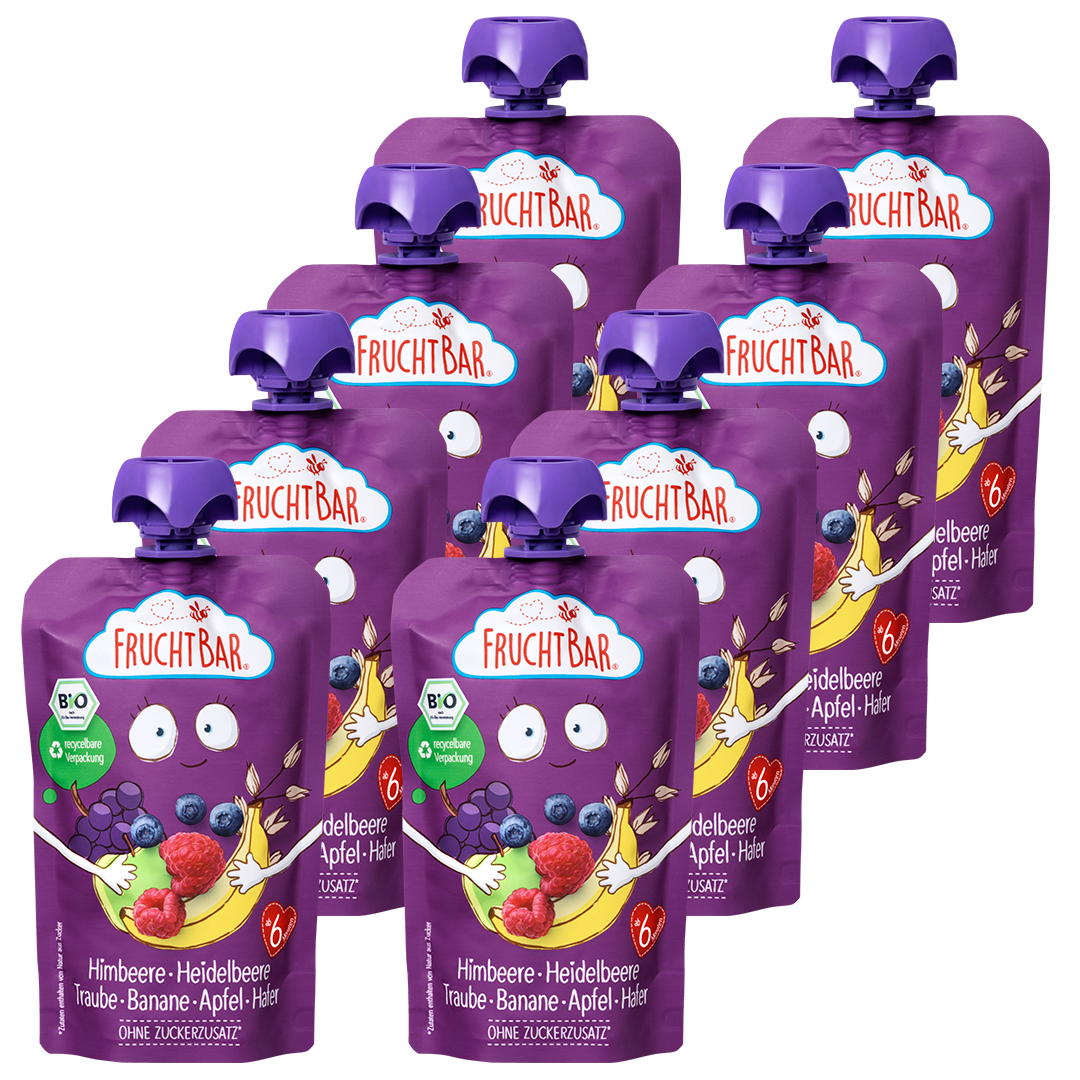 FruchtBar Bio Quetschies framboise myrtille gourde bio