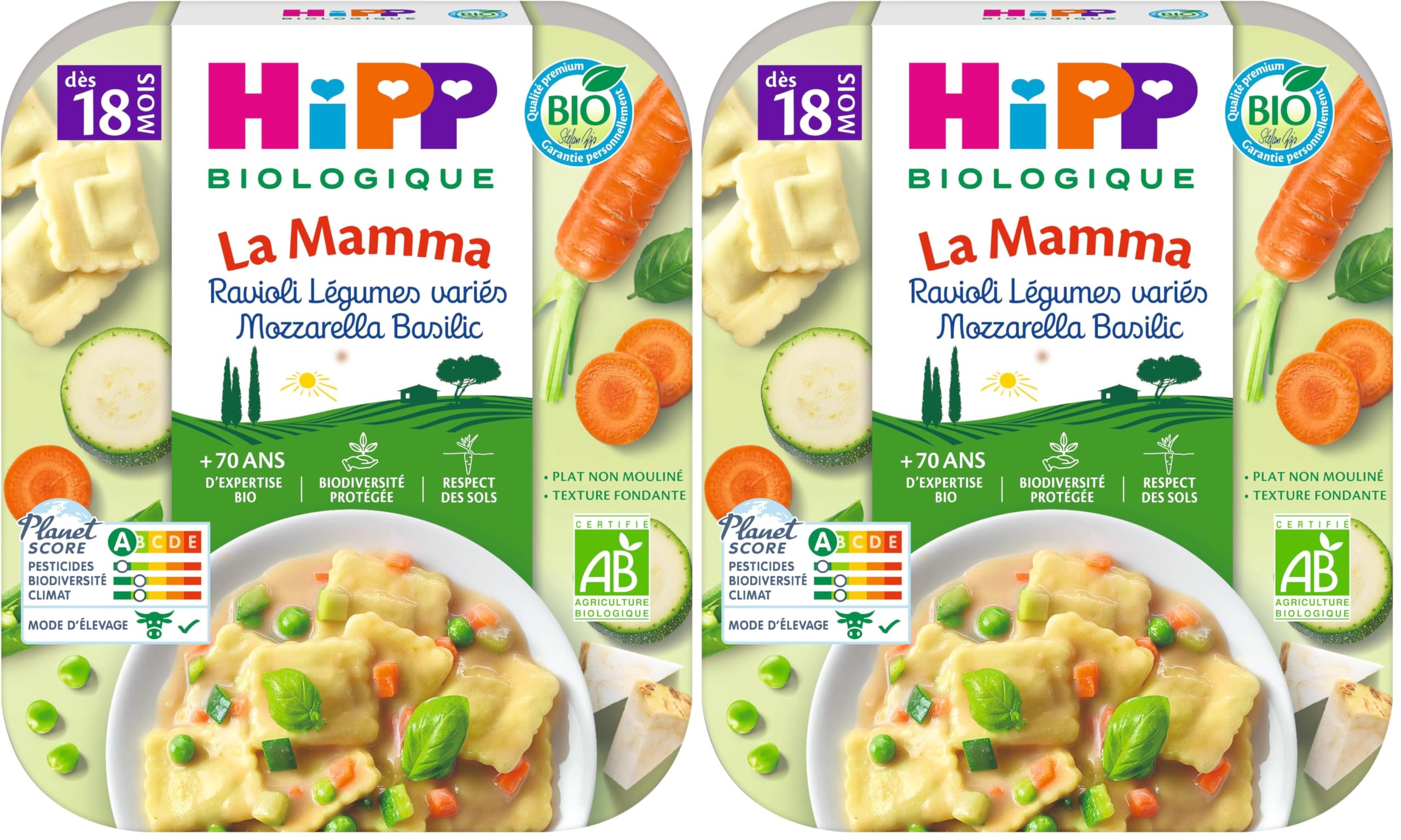 HiPP La Mamma Ravioli Légumes assiette bébé bio 6x250g
