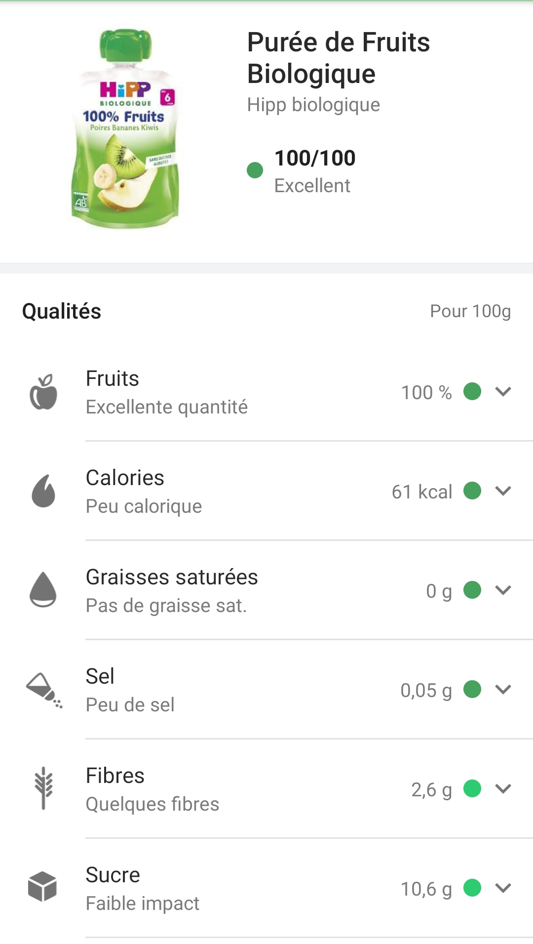 HIPP Fruits en gourdes compotes poires bananes kiwis 6x90g
